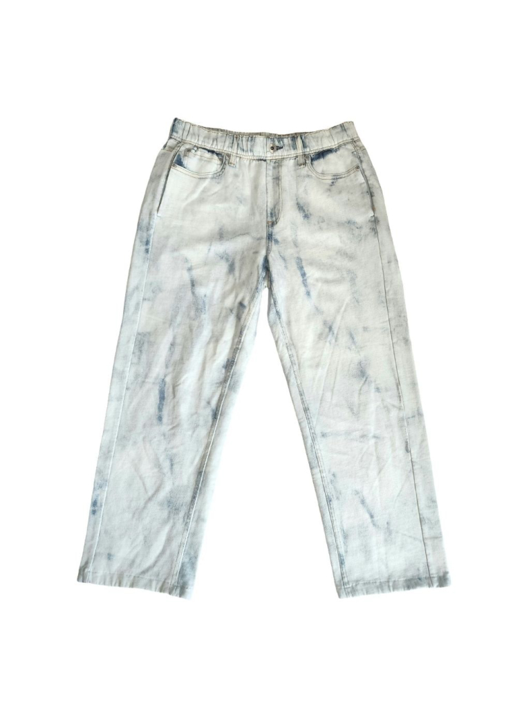Rag & Bone Light Blue Acid Wash Elastic Waist Straight Leg Cotton Pants M